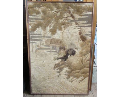 A large tapestry picture, of an eagle in flight, 54ins x 35ins