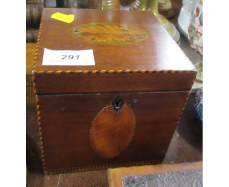 A 19th century tea caddy, with checker banded and inlaid decoration&nbsp;