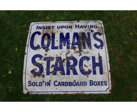 An enamel advertising sign,&nbsp; "COLEMAN'S STARCH"&nbsp; af , 38ins x 36ins