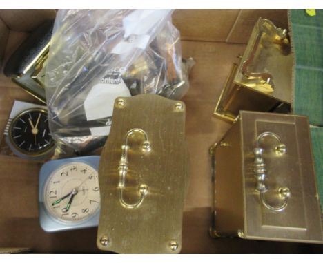 Three carriage clock, together with other time pieces