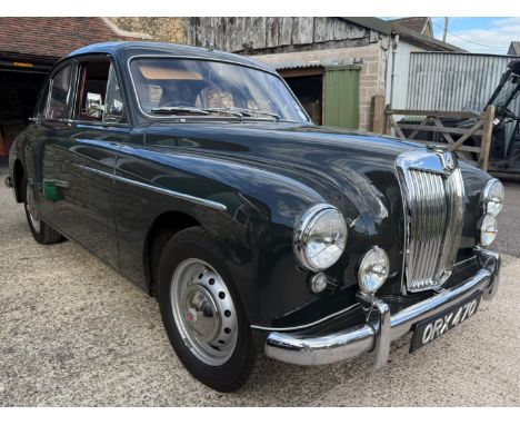 1958 MG Magnette ZBRegistration number ORX 470Chassis number KAB13/26336Engine number 8515Twilight grey with a red leather in