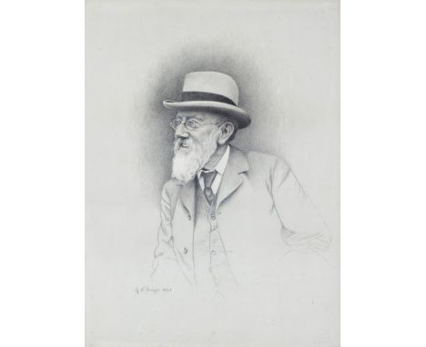 G V Bright/Portrait of Henry William Bruton (1843-1920)/half-length, wearing a jacket, waistcoat and hat/signed and dated 192