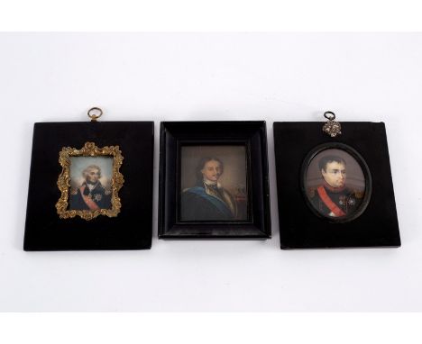 19th Century English School/Portrait Miniature of Horatio, Lord Nelson/watercolour on ivory, 5.5cm x 4cm/another depicting Na