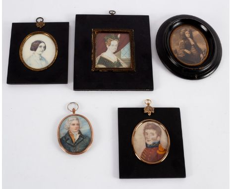 English School, circa 1900/Portrait Miniature of a Young Man/head and shoulders, in blue coat/watercolour on ivory, 7.5cm x 5