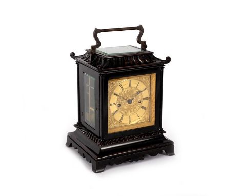 An early 19th Century mahogany bracket clock by Desbois London, the case with pagoda top and fitted a twin fusee movement wit