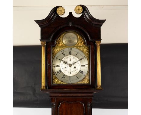 An oak cased eight-day longcase clock, the arched dial signed Arch Laurie, Carlisle, to a roundel above a silvered dial with 