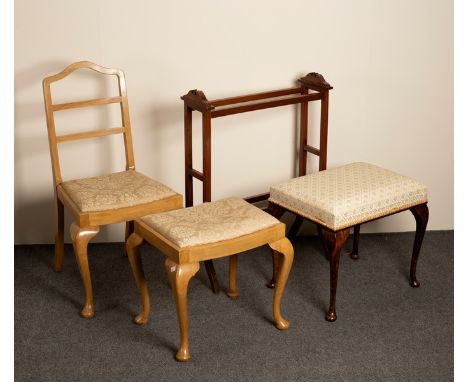 A towel rail, upholstered dressing stool, etc.