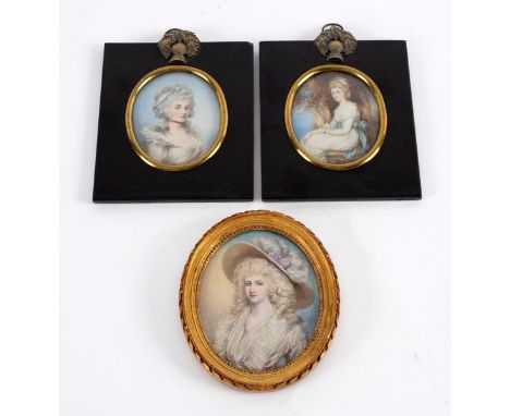 19th Century English School/Portrait Miniature of a Lady/bust length, wearing a white dress/inscribed verso Miss Berry/waterc