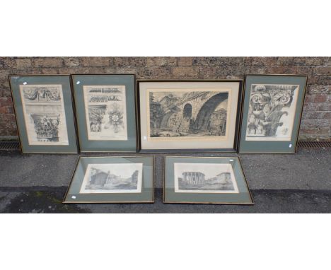 A COLLECTION OF ARCHITECTURAL PRINTS some of classical details, mostly 19th century, and one after Piranesi (6)