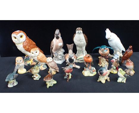 A COLLECTION OF BESWICK BIRD MODELS with other bird models, including Royal Crown Derby and Goebel