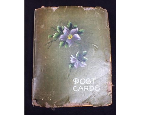 AN EDWARDIAN POSTCARD ALBUM, VARIED CONTENTS topographical, including the fire at Morley's dept. store, Brixton 1910, private