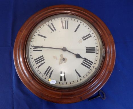 A VICTORIAN MAHOGANY CASED DIAL CLOCK 31.5cm dial, and single train movement (probably American) 44cm overall (damaged and ba
