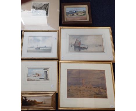 A COLLECTION OF WATERCOLOURS oil and etching