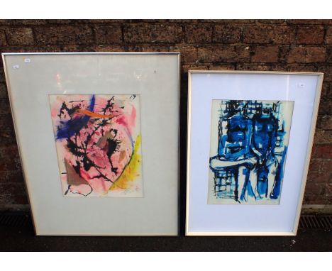JOSEPH BURROWS (20TH CENTURY) An abstract portrait of two figures, signed lower right and dated '67, 50cm x 35cm, together wi