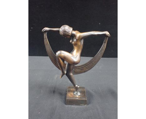 A BRONZE ART DECO STYLE FIGURE 24cm high