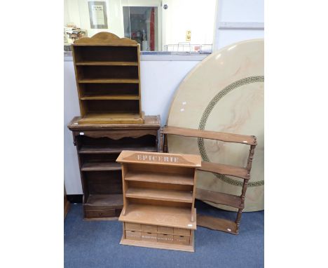 A FRENCH KITCHEN RACK 'EPICERIE' with drawers below for various dry ingredients 53cm wide, another kitchen wall rack 62cm wid