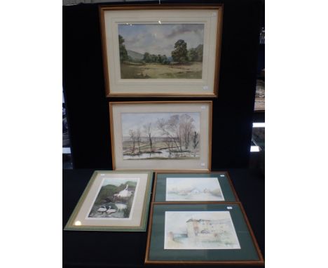 DAVID VULLIAMY, DAPHNE VULLIAMY; 'KINGSTON MAURWARD' and 'Meadows near Ebbesbourne Wake', watercolours, with Audrey Sneddon; 