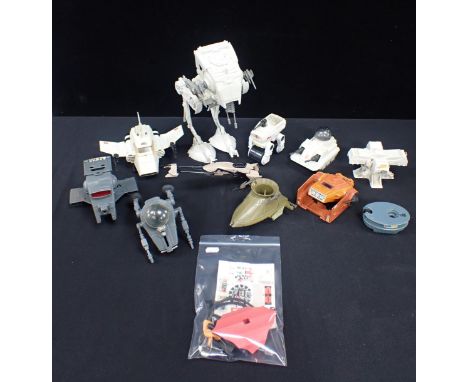 VINTAGE STAR WARS SCOUT WALKER (AT-ST) VEHICLE with a collection of other vehicles and accessories including, Speeder Bike. 