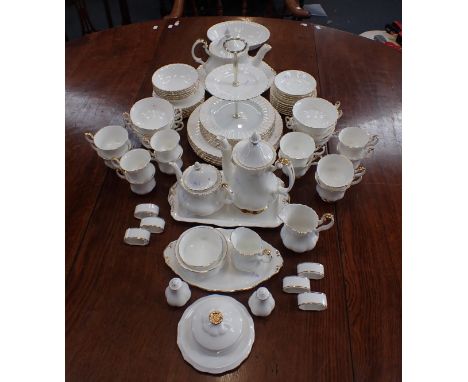 A ROYAL ALBERT 'VAL D'OR' DINNER SERVICE with tea and coffee ware