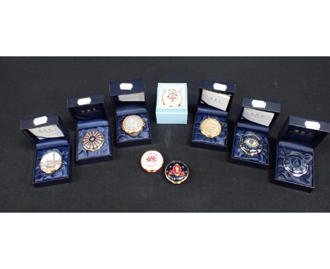 A COLLECTION OF SMALL ENAMEL HALCYON DAYS BOXES (9) including royal commemoratives