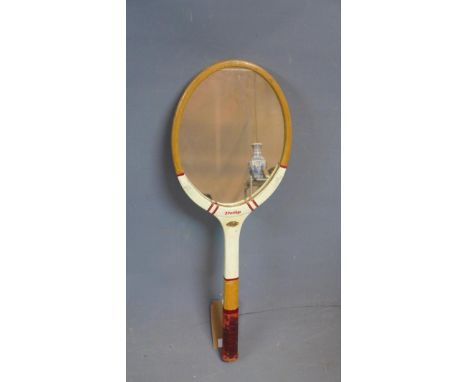 A vintage Dunlop tennis racket with mirror, H.68cm 