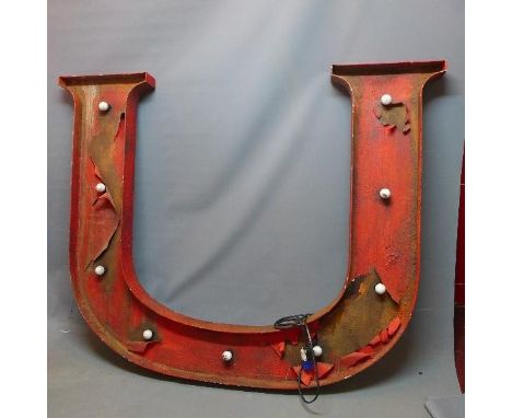 A large advertising letter 'U' with light fittings, reportedly from Bristol hippodrome 