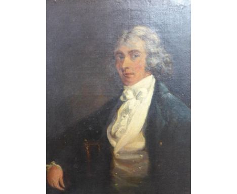 After Gainsborough, a 19th century portrait of a gentleman, oil on panel, H.30 W.24.5cm 