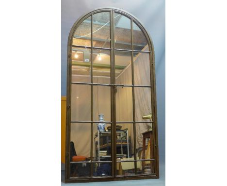 A large arch top garden mirror, with gate front, 170 x 90cm 