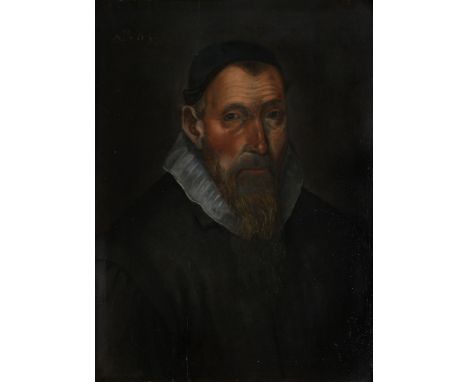 Manner of Frans Pourbus the Younger (1569-1622) - Portrait of a gentleman, half-length, wearing a black cap Oil on panel Insc