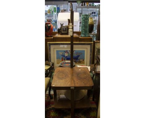 An Art Deco side table with standard light affixed to the rear.&nbsp;