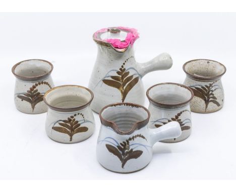 ***AWAY***
Studio Pottery: David Leach Lowerdown pottery coffee set comprising coffee pot, milk jug, sugar bowl and 3 cups de