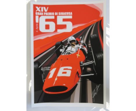 A paper Giclee poster print 'Gran Premio di Siracusa' by Alan Rimmel, number 16/100 and one of only three signed by the late 