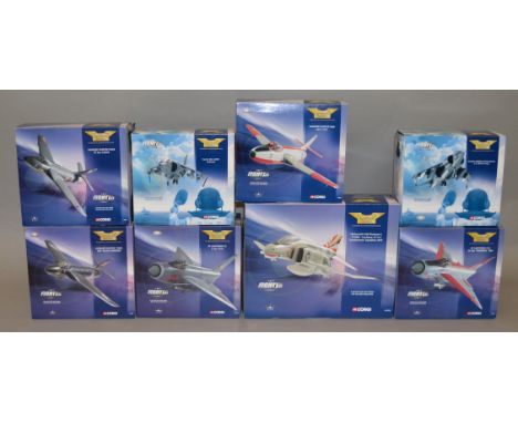 Eight boxed Corgi 'Aviation Archive' Military aircraft in 1:72 scale from their Jet Fighter Power series including AA33201 Mc