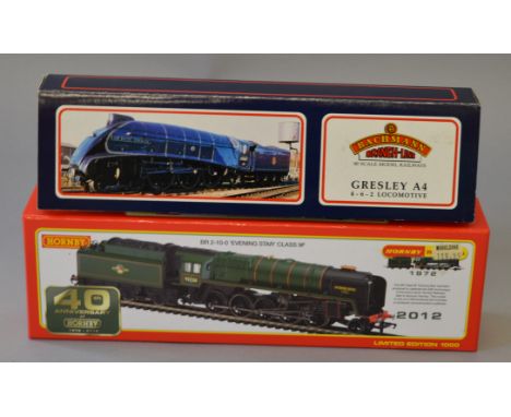 OO Gauge. Hornby & Bachmann 2 x locomotives. BR green A4 class "Union of South Africa" (with etched plates) & BR green 9F cla
