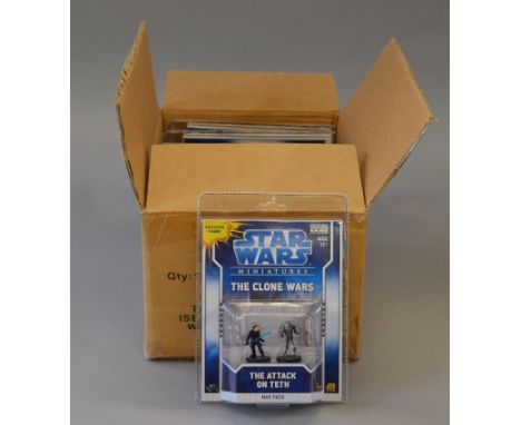 10 Trade boxes of carded Star Wars miniature figures, twelve pieces to a box.