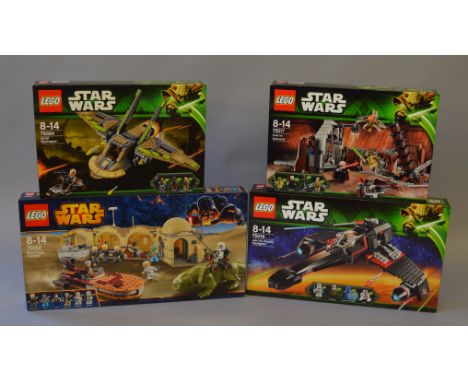 Four sealed, boxed Lego Star Wars Sets, 75017, 75018, 75024 and  75052 Mos Eisley Cantina. (4)