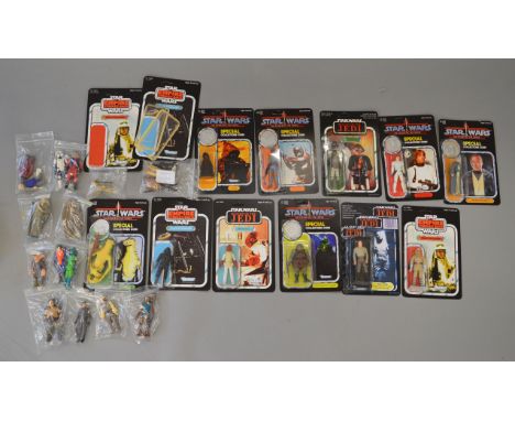 Eleven Star Wars figures on reproduction cards from various different series, including 'Amanaman' together with a further tw