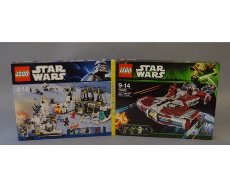 Two sealed boxed Lego Star Wars Sets, 7879 Hoth Echo Base and  75025 Jedi Defender-Class Cruiser.