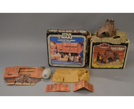 Two Kenner Star Wars Action Playsets: Land of the Jawas; Dagobah. Both F-G, not checked for completeness in F-G boxes. (2)