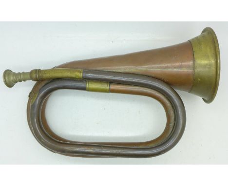 A bugle with Army Cadet Force inscription, dated 1944, also marked Potter, London, makers