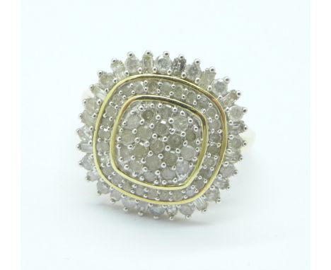 A 9ct gold and diamond ring, 3.9g, O