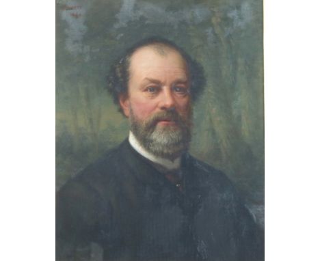 J Pratt (British school, late 19th century), Portrait of Joseph Barows JP and his wife, a pair, each signed, oil on canvas, 4