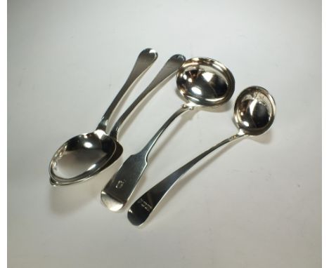 A pair of Victorian Scottish silver tablespoons, Mackay, Cunningham &amp; Co, Edinburgh 1871, with engraved crest to the term