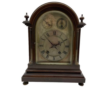 An early 20th century Winterhalder &amp; Hoffmeier “ting tang” mantle clock chiming the quarters and hours on two coiled gong