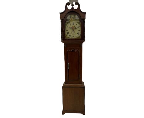 A 19th century Oak and Mahogany 30hr longcase clock retailed by �Turnbull of Whitby� with a tall swans neck pediment, brass b