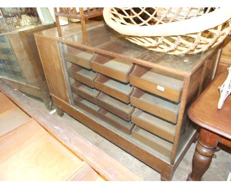 VINTAGE 12 DRAWER SHOP/HABERDASHERY COUNTER WITH BUILT IN TILL