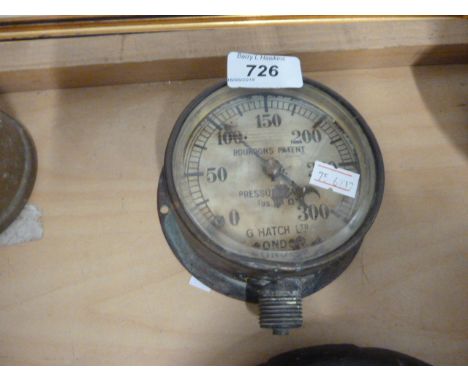 VINTAGE BOURDONS PATENT STEAM ENGINE PRESSURE GAUGE - G HATCH LTD LONDON