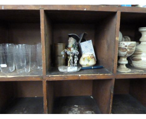 STUDIO POTTERY CARAFE AND GOBLETS , VINTAGE GLASSES , TOBY JUG , FIGURES ETC..