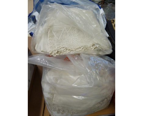 TWO BAGS OF VINTAGE LINEN