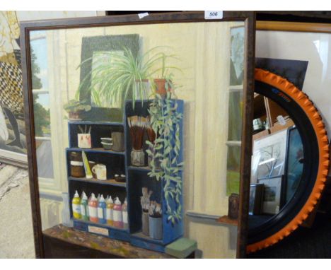TYRE MIRROR, 3 PRINTS AND OIL ON BOARD - P R BONNETT  